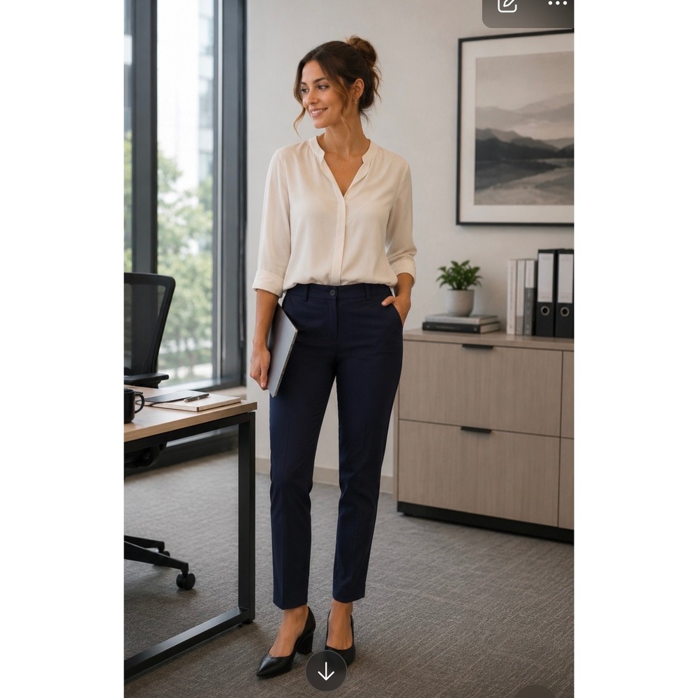 LOFT NWT Women‎ Navy Blue Tapered Pleated Trousers Pants Size M